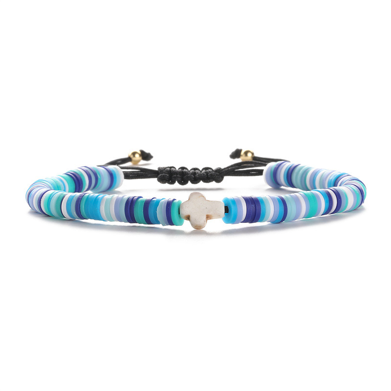 Amazon 6mm de color de cerámica suave cuentas de cuentas trenzadas pulseras cruz pulseras de regalos para hombres y mujeres