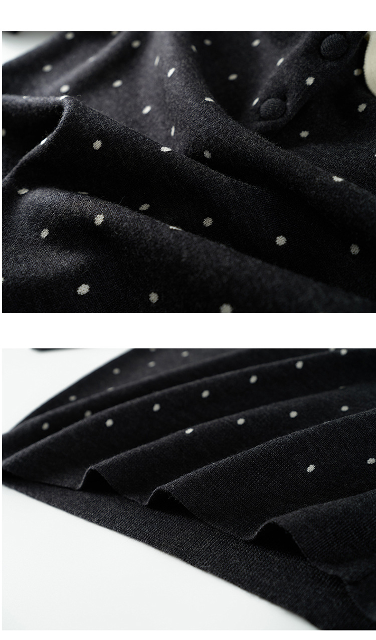 Chic GraceChic GraceChic GraceChic German Yangzi Yarn With Hanging Tag Xiaohe Fine Wool Polka Dot Round Neck Cardigan Polo Collar Sleeve Half_voghion.com