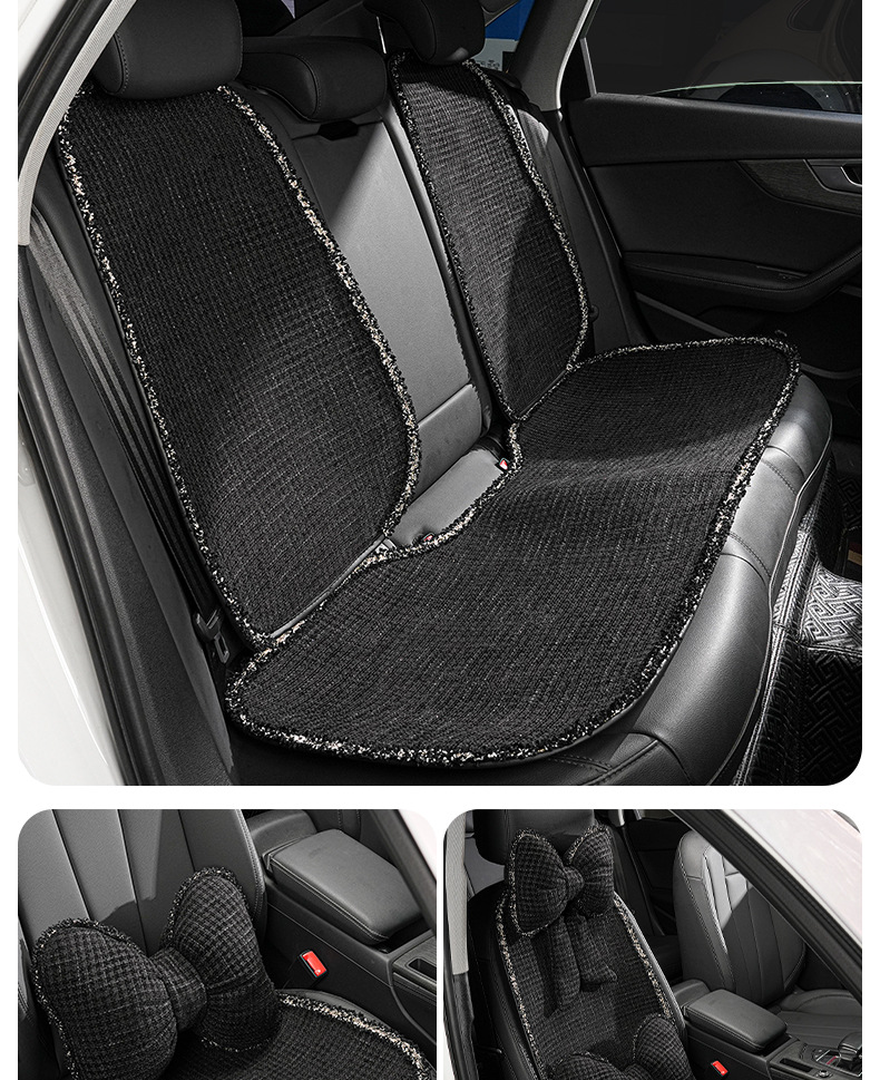 Blue Rain Original Car Headrest and Lumbar Support, Simple Solid Color Butterfly-Shaped Car Neck Pillow, Comfortable Chanel-Style Car Cushion