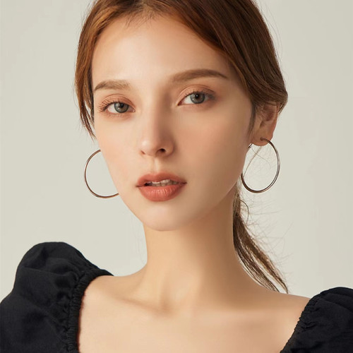 s925 sterling silver large hoop earrings for women European and American temperament cool style earrings new fashion versatile high-end earrings