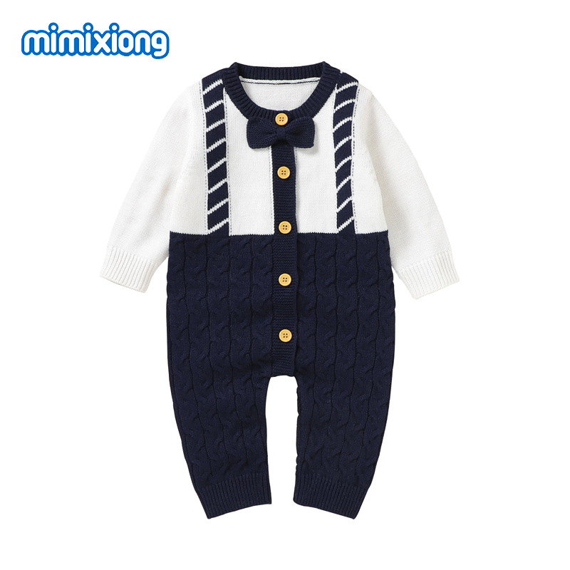 ins秋冬新款婴儿针织连体哈衣