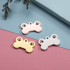 Cross-border hot selling titanium steel Pet Pendant jewelry accessories diy dog ​​bone hollow dog paw pendant pendant dog tag