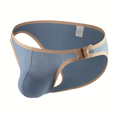 Men's Plaid Slim Fit Quick-Dry Adjustable Size Open-Button Triangle Briefs Youth Skin-Friendly Sexy Boys Low-Waist Men