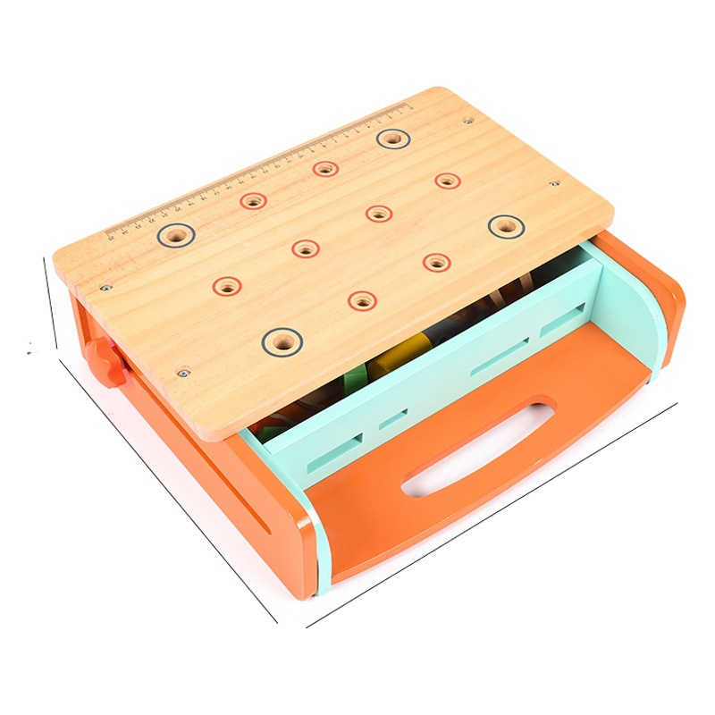 Tornillo de doble cara de madera artificial del niño que tuerce el banco de trabajo del rompecabezas del bebé montado juguete de la caja de herramientas del tornillo de los niños