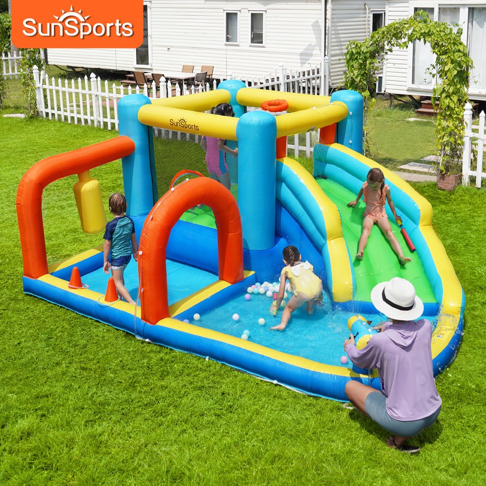 SunSports | Castillo inflable Hogar Niños Camas de salto Interior Castillo inflable Toboganes Castillo inflable Piscina de olas