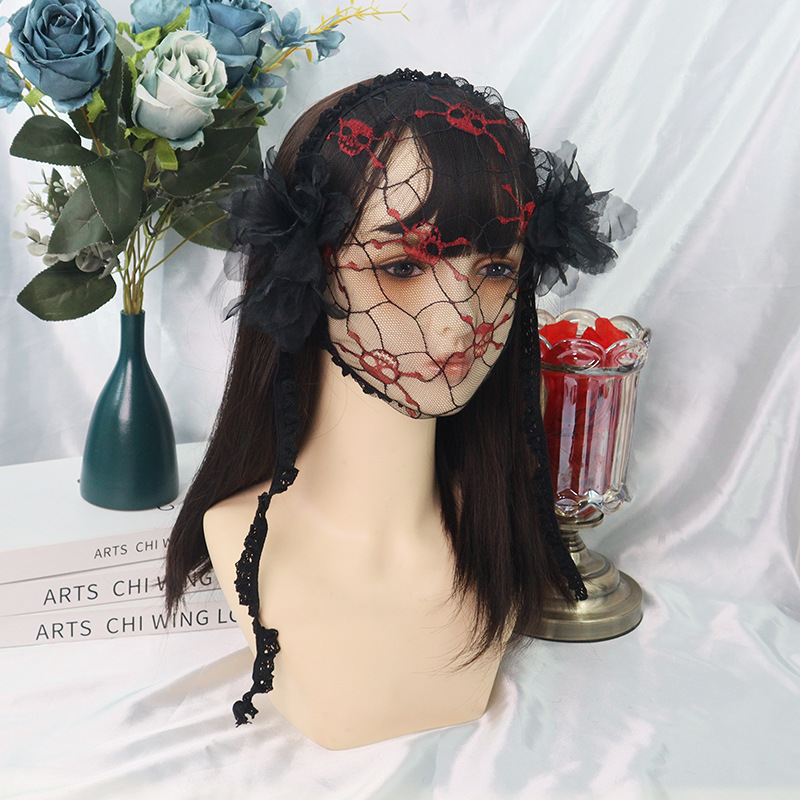 Amazon transfronterizo de encaje negro velos de cabello agujeros grandes toque de malla foto de fiesta de belleza TK