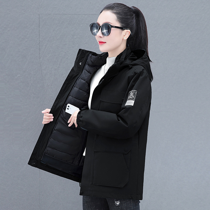 Women's 2025 Winter Outdoor Three-In-One Detachable Liner Thickened Workwear Jacket, Suitable for Both Softshell and down Jackets