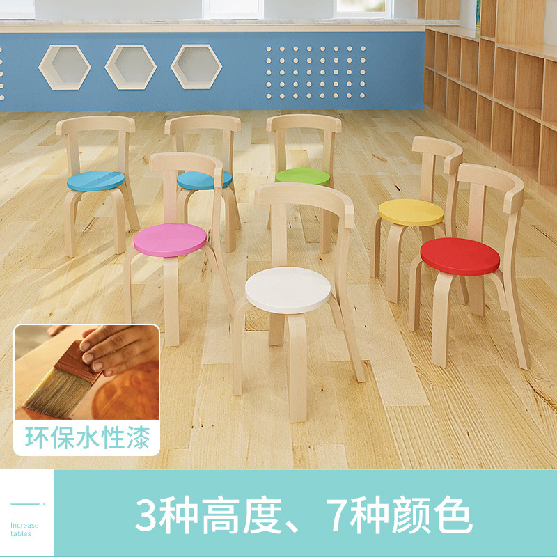 Kindergarten Tables and Chairs, Backrest Chairs, Baby and Children Training Class Solid Wood Tables and Stools, Primary School Students' Art Learning Chairs and Seats