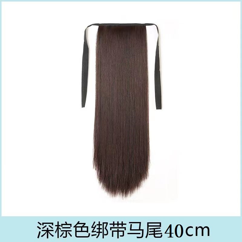 Peluca de cola de caballo doble de seda de alta temperatura para mujeres con cabello largo y liso, cabello artificial mate de alta temperatura, peluca de cabello esponjoso