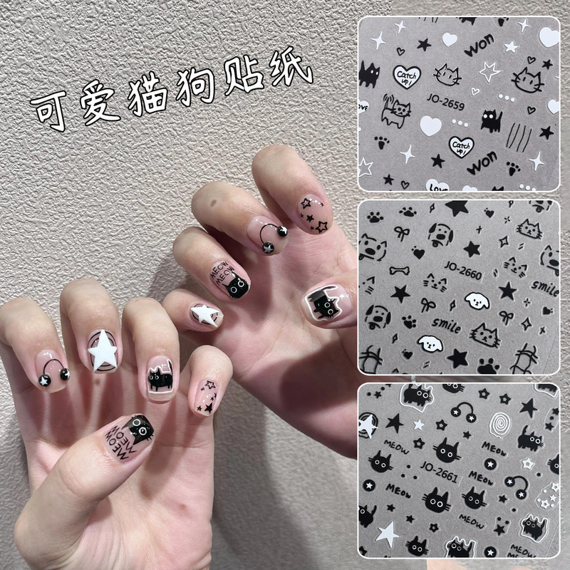 Summer Popular Transparent Bottom Adhesive Nail Stickers Cute Style Cat and Puppy DIY Cute Pet Sticker Series Wholesale Summer Popular Transparent Bottom Adhesive Nail Stickers Cute Style Cat and Puppy DIY Cute Pet Sticker Series Wholesale