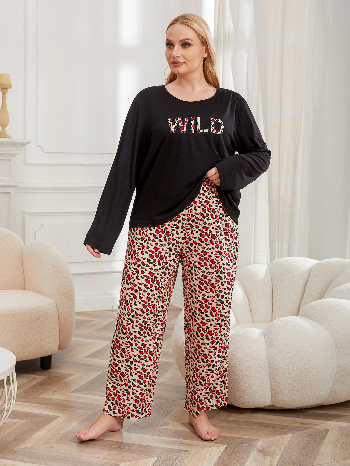 Large size pajamas for women, 200 pounds, chubby mm, autumn and winter long sleeved home clothing set_voghion.com