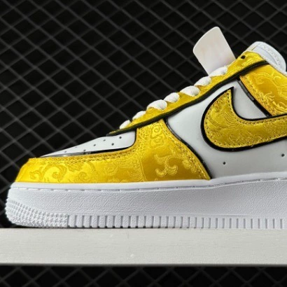 Nike Air Force 1, мужские кроссовки желтого золотого цвета низкого качества, с вышивкой