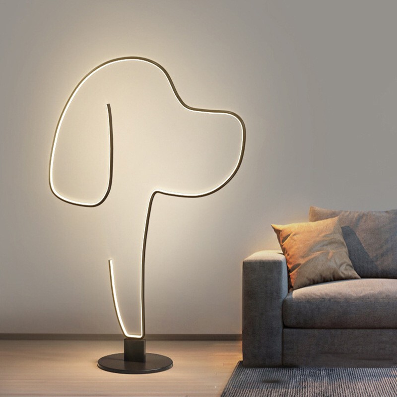 Cartoon Floor Lamp Modern Minimalist Creative Stylish Fashion Dog and Cat Face Line Art Standing Decorative Atmosphere Light