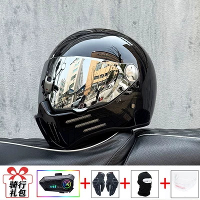Full-Face Helmet, Suitable for All Motosiklet kaskı (dəbilqə) - bright-black-silver-plated-mirror-transparent-mirror-delivered-y10-soft-wheat-m