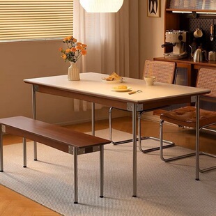 Second-Hand Dining Table Solid Wood Slate Simple Small Apartment Home Restaurant Rectangular Dining Table and Chairs Dropshipping