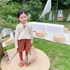 Children's clothing 2023 Spring and summer new pattern girl Vintage Style Korean Edition Gigot V. Jacquard weave Long sleeve shirt lovely