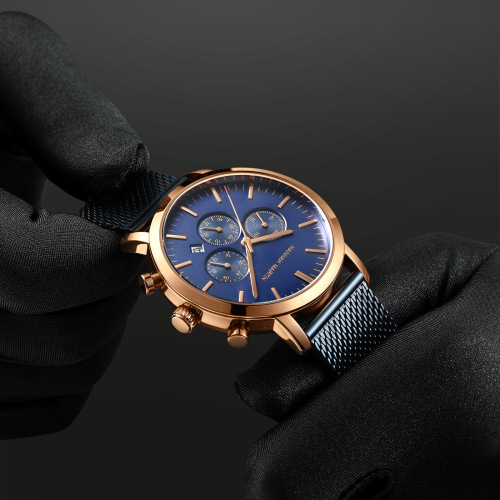 Multifunctional Business Casual Calendar Quartz Watch Men's Pure Gold Braided Chain Business Casual Waterproof Watch