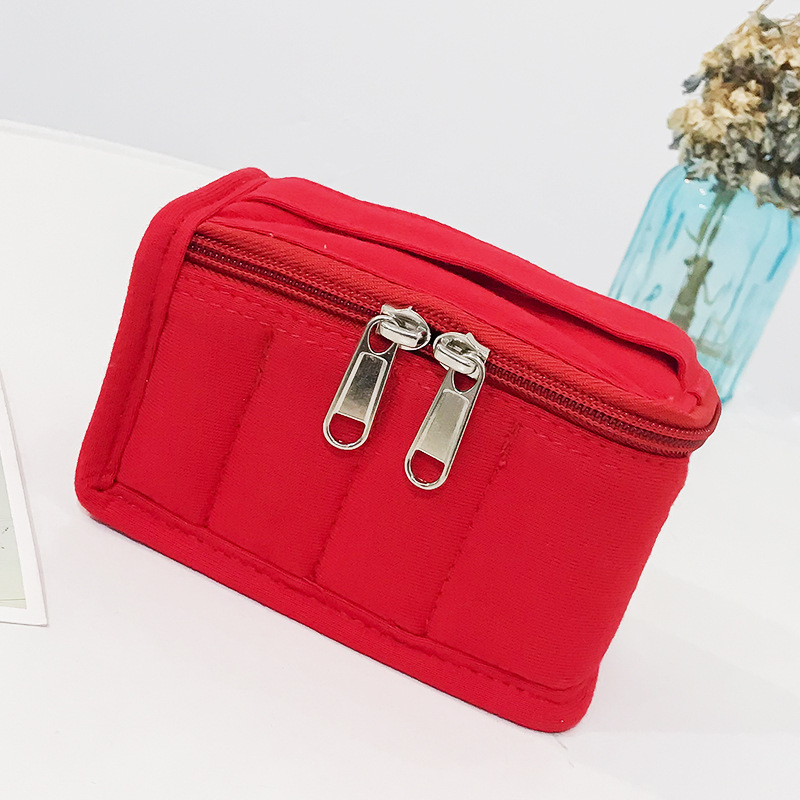 Nueva bolsa de cosméticos portátil de color puro con logotipo impreso, bolsa de cosméticos simple, bolsa de lápiz labial portátil de viaje transfronteriza, venta al por mayor