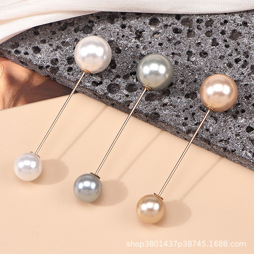 One-character minimalist pin pearl brooch invisible non-slip brooch fashion waist cincher pearl brooch small accessories wholesale