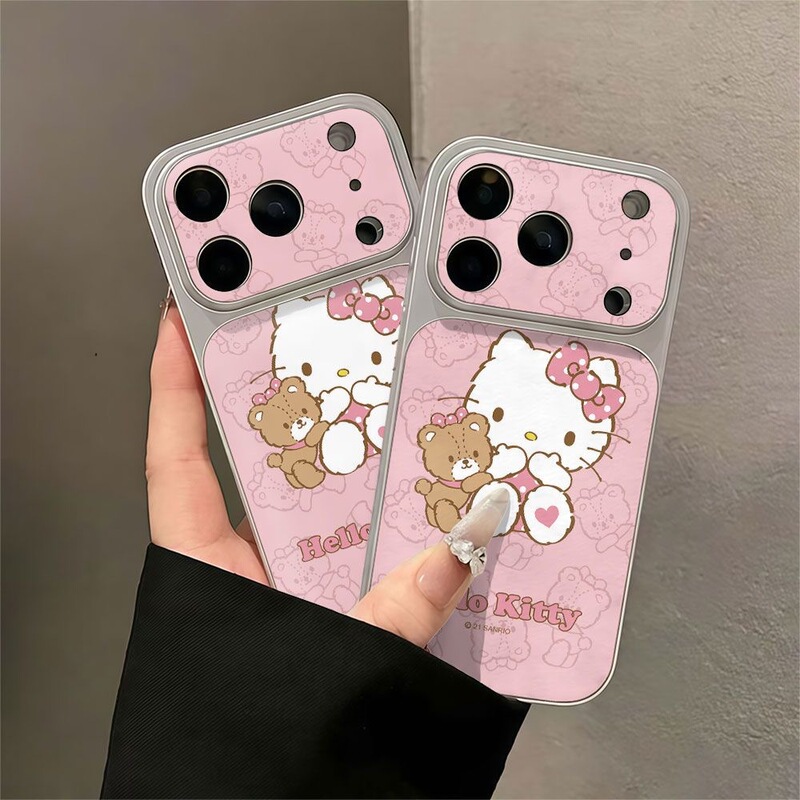 Little Bear Kt Cat Iphone17 Anti-Fall 14Promax Phone Case Suitable for Apple 16Pro Lychee Pattern 15 Cute