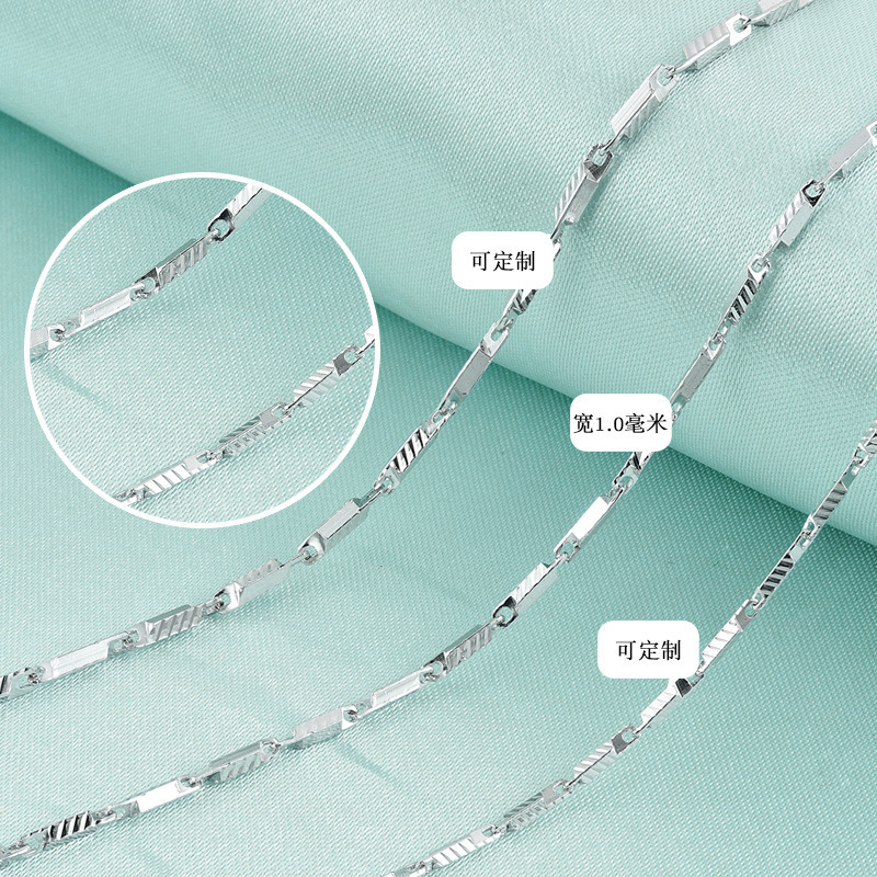 Fábrica directa cadena de moda transfronteriza s925 plata 1.0 columna cuadrada accesorios de estriado collar de moda