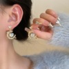 Asymmetrical earrings with tassels, diamond encrusted, simple and elegant design, light luxury style