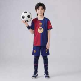 儿童足球服套装男童梅西C罗球衣小学生女孩皇马比赛训练队服批发