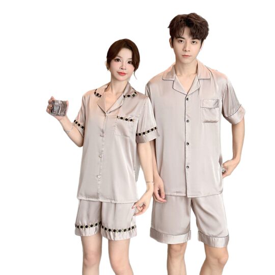 Yase [Island Echo] 2025 New Ice Silk Pajamas Summer Thin Teenage Boys Home Clothing Set