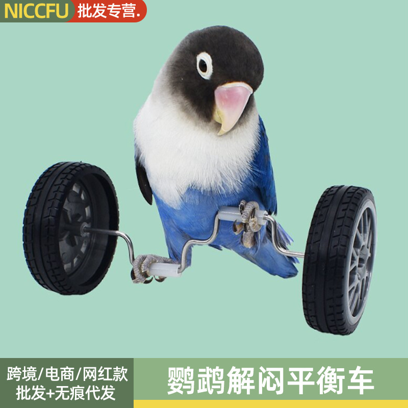 Nc Parrot Toy Relieves Boredom Balance Car Small and Medium-Sized Bird Pulley Skateboard Skills Training Props Black Phoenix Bird Training Toy