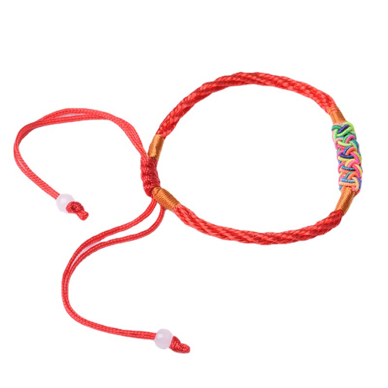Woven adjustable red rope bracelet handmade