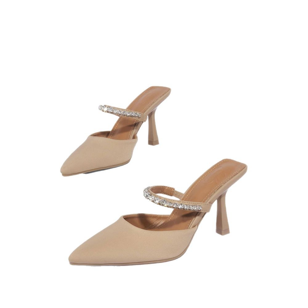 Women's Summer Rhinestone Strappy Sandals Pointed High Heels Stiletto Outdoor Wear Super High Heels_voghion.com
