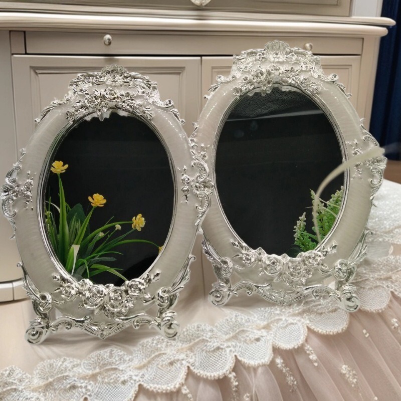 Creative fashion Rose 7 inch, 8 inch European metal table mirror, makeup mirror set photo frame