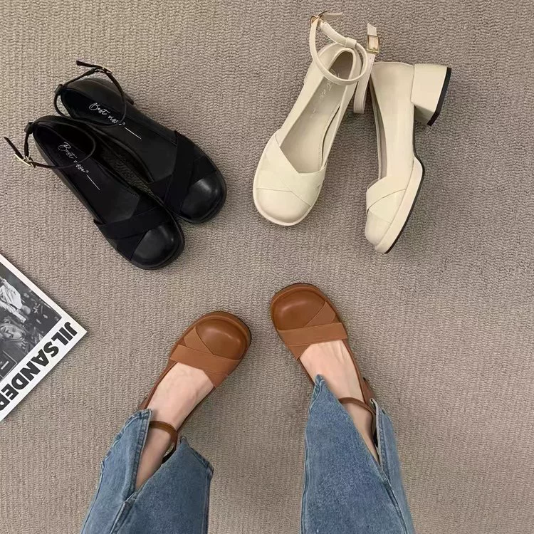 Женская дизайнерская ниша на высоком каблуке в британском стиле, новинка весны и лета 2024 года, французская Однослойная обувь на массивном каблуке, туфли Мэри Джейн на высоком каблуке