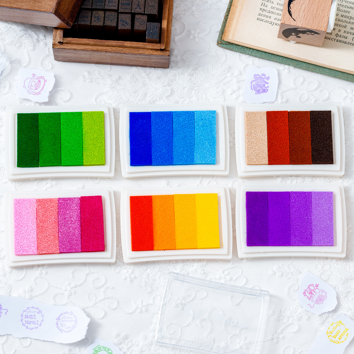 Almohadillas de Tinta con Gradiente Arcoíris de 6 Colores para Sellos y Manualidades DIY image 4