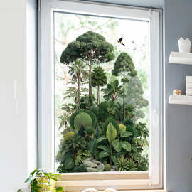 森林植物背景墙面装饰贴画热带雨林大面积沙发卧室墙面壁画墙贴