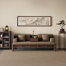 新中式北美黑胡桃实木罗汉床推拉床榻小户型客厅简约伸缩两用沙发