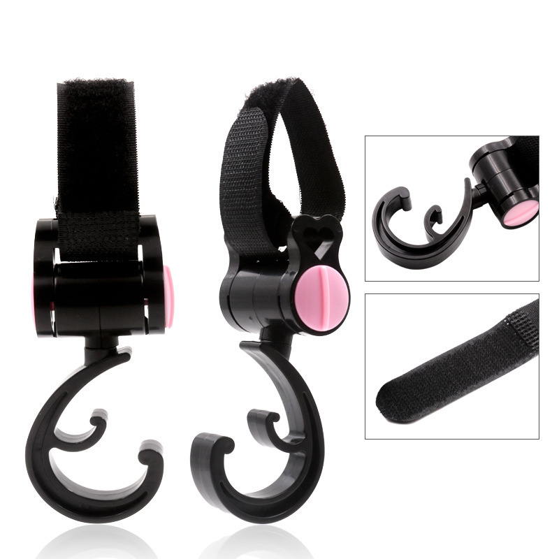 Factory direct sales stroller hook 360 degree rotatable Velcro stroller hook children's stroller accessories
