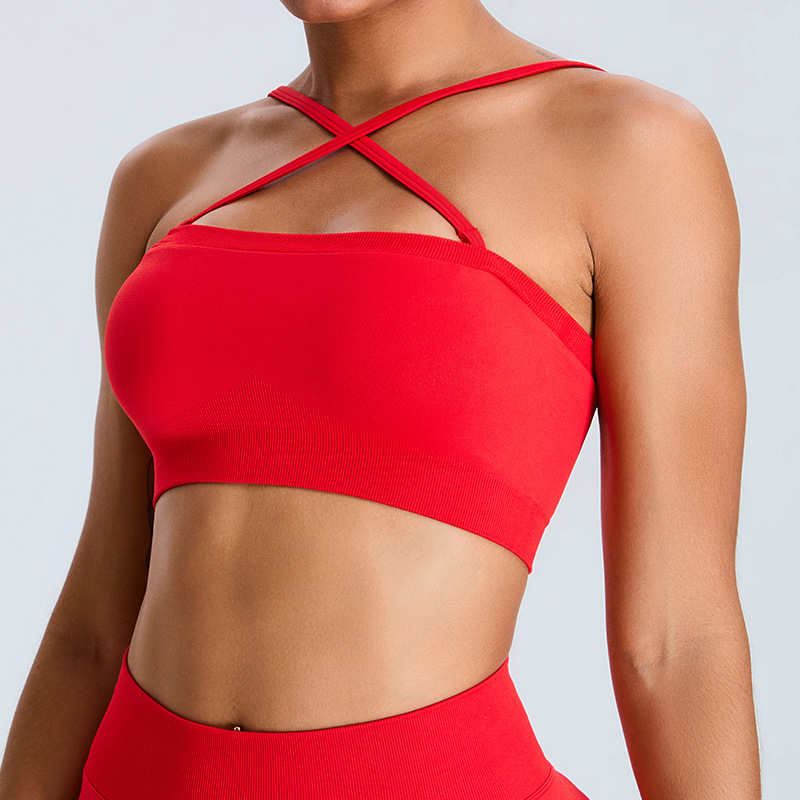 Nuevo traje de yoga sin costuras transfronterizo, top de tubo deportivo, pecho envuelto sexy, chaleco de yoga con espalda, ropa interior de fitness