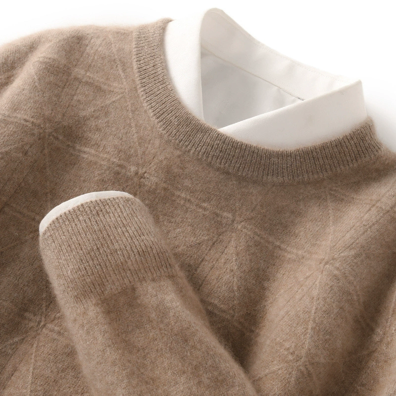 Шерстяной свитер Мужской свитер с круглым вырезом Осень-зима Водолазка с длинным рукавом и ромбовидным воротником Повседневный мужской кашемировый свитер Толстый