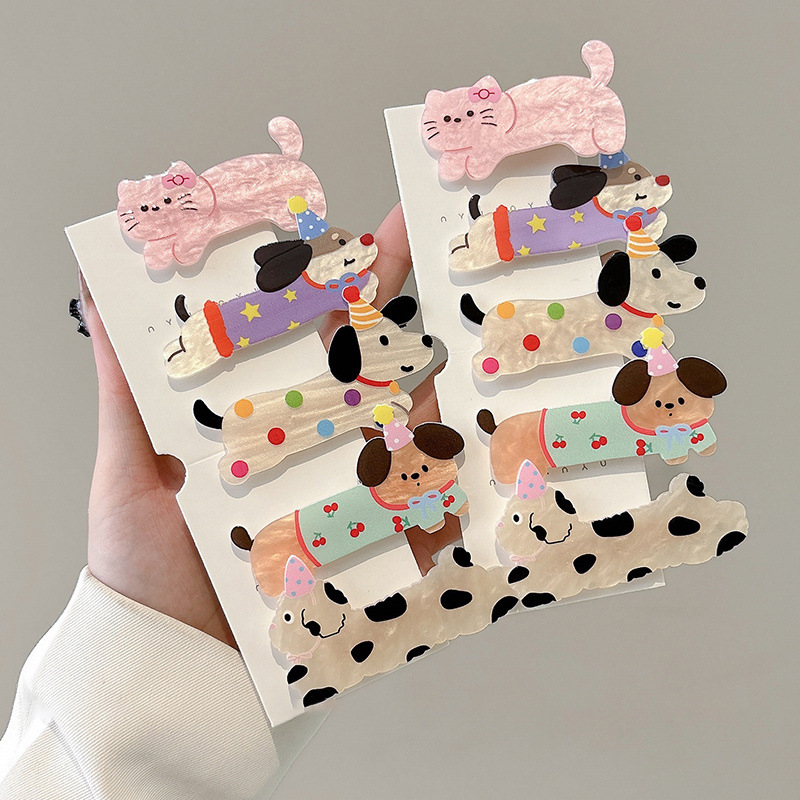 Caricatura encantadora fiesta cachorro gato clip de cabello de mujer lateral clip de banges clip de boca de pato clip de cabello para niños