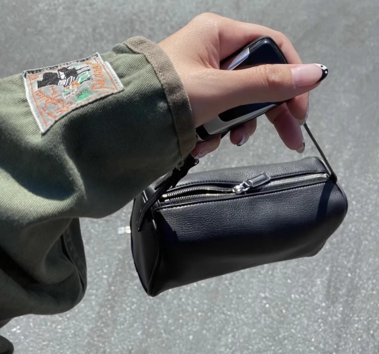 Niche Row Holder Suede Underarm 90s Mini Square Genuine Leather Handbag Pen Pouch Bag_voghion.com