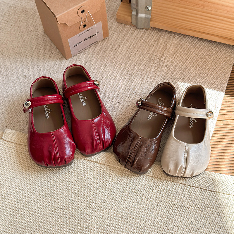 Girls' Leather Shoes 2025 Spring and Autumn New Children's Red Ballet Shoes Little Girls' Single Shoes Soft Sole Baby Princess Shoes