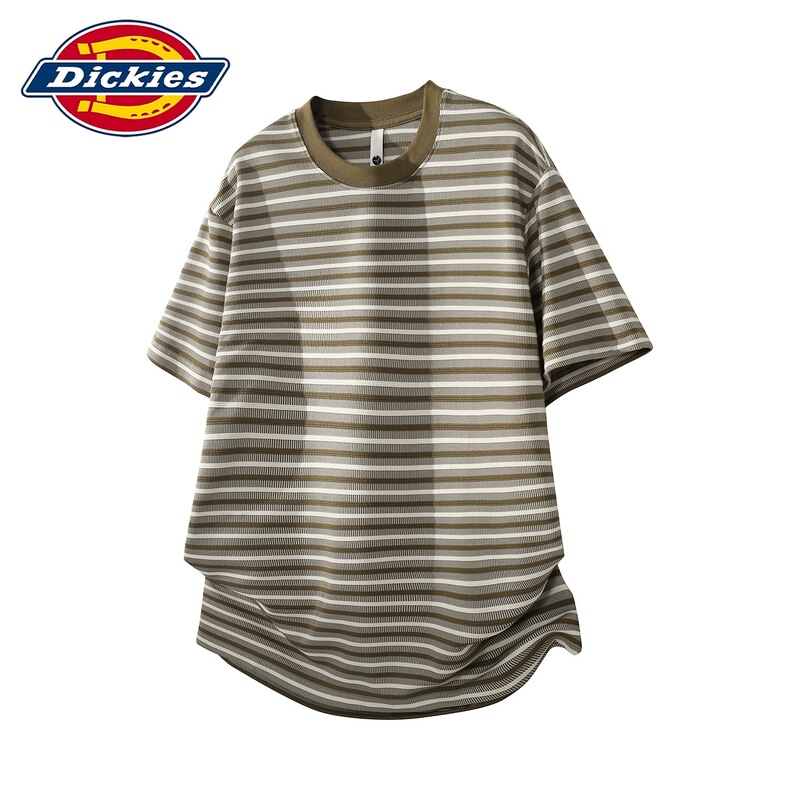 Dickies Special Edition Striped Short-Sleeve Men's 2026 Summer Crew Neck Loose T-Shirt Couple Style Japanese Retro Trend Dickies Special Edition Striped Short-Sleeve Men's 2026 Summer Crew Neck Loose T-Shirt Couple Style Japanese Retro Trend