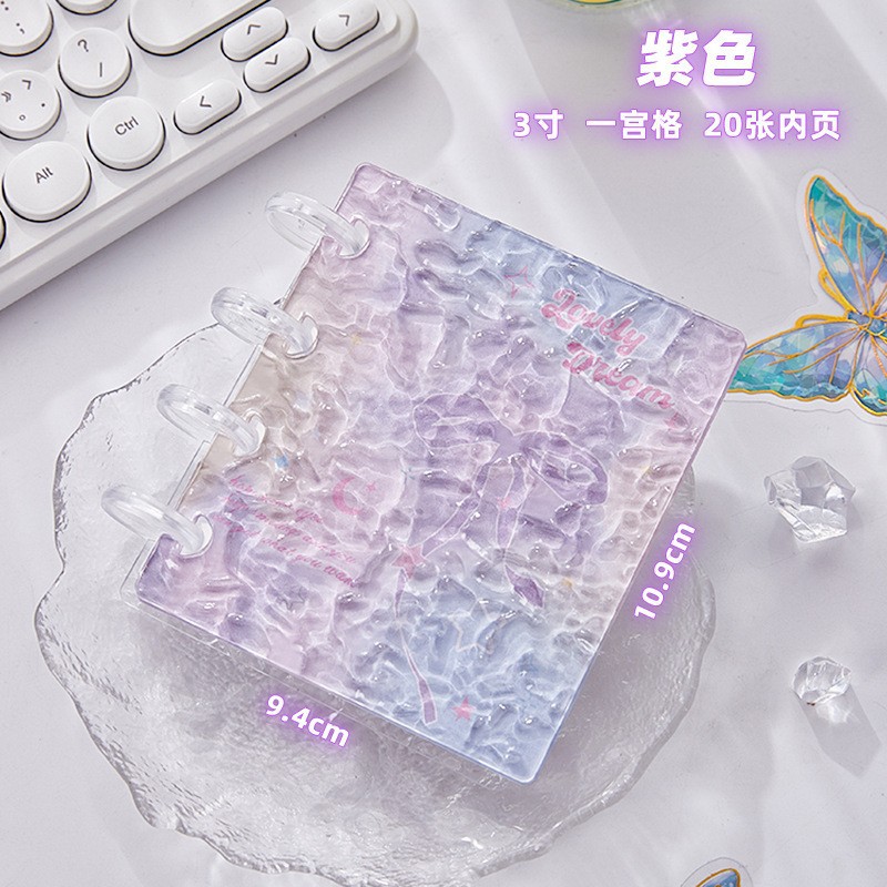 El nuevo libro de tarjetas de ondas de agua ins, una cuadrícula de palacio, 3 pulgadas de alto valor, mini acrílico, frijoles pequeños, álbumes de hojas sueltas
