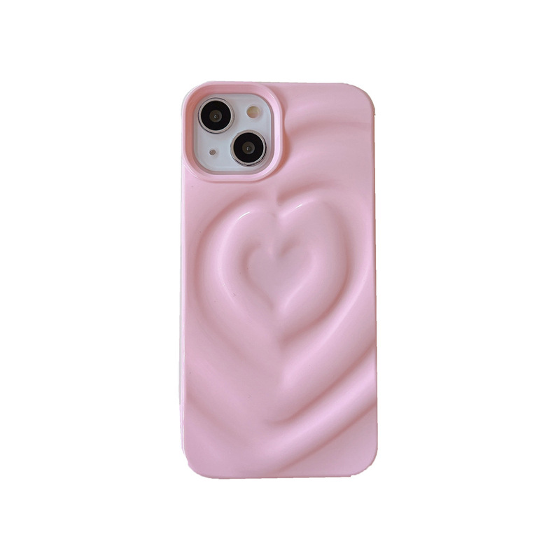 純色の立体愛はiphone15アップル16promax携帯ケースの新型14カップル13ソフトケースの女性を適用します。|undefined