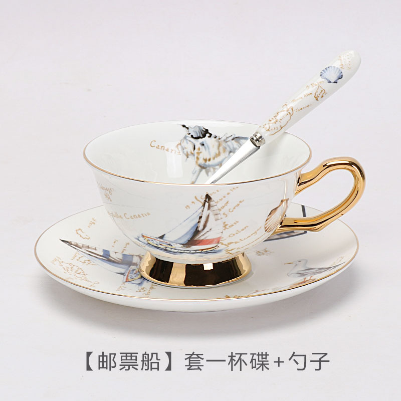 Tazas de café europeas y platos, set de té de la tarde, cerámica exquisita de alta calidad con cucharas de flores, set de tazas de té, caja de regalo