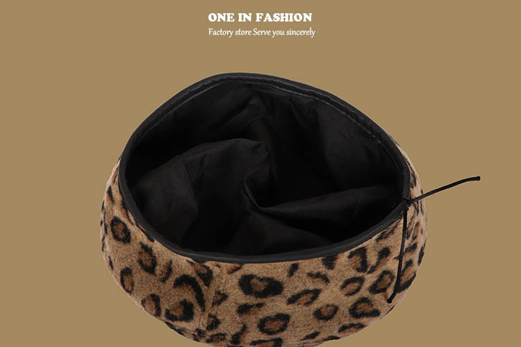 Hong Kong-style Beret Women's Leopard Print Korean-style All-match Japanese Vintage Painter's Hat Autumn and Winter British Bud Hat Pumpkin Hat_viptrois.com