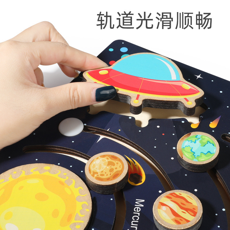 Weiwei Tiger Space Scrolet Puzzle Planetario de madera Juego de rompecabezas Planet Cognition Juguetes educativos de educación temprana para niños