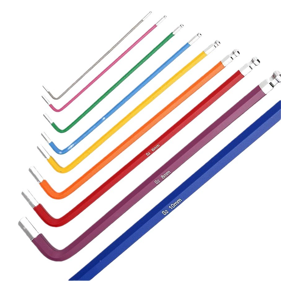 Цветной шестигранный ключ Zhaosheng с пластиковым напылением, костюм S2, материал средней длины, удлиненная шаровая Головка, цветок сливы, британское шестигранное гнездо