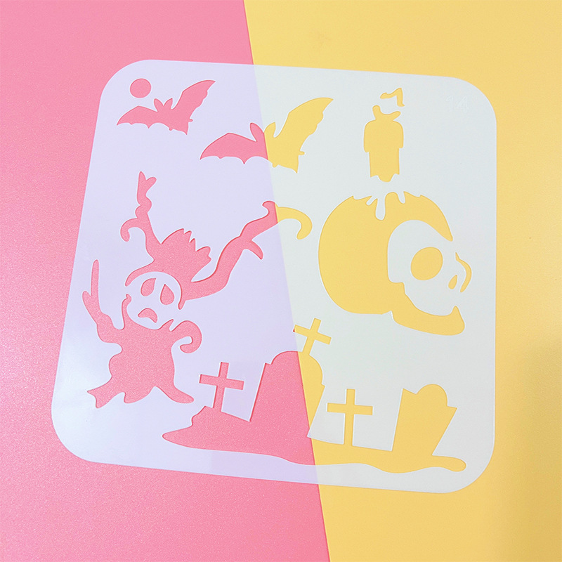 アマゾンハロウィーン手帳絵画テンプレート24種類落書き透かし彫りプラスチック画板児童diy絵画テンプレート|undefined